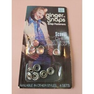 Vintage New Ginger Snaps Snap Fasteners Scovill Clinton No Sewing Laundry Proof